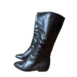 Vintage 80's Indie Sleaze Black Leather Boots size 7 1/5 Grunge Goth Witchy